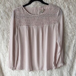 LOFT Blush Polka Dot Blouse